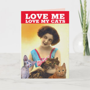 RETRO-DAME & KATZE WEIHNACHTS-GRUßKARTE KARTE