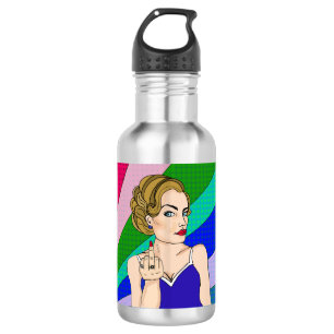 Retro-Dame mit Stinkefinger Edelstahlflasche