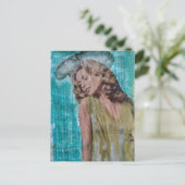 Retro-Dame Mixed-Media-Collage Postkarte (Stehend Vorderseite)