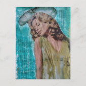 Retro-Dame Mixed-Media-Collage Postkarte (Vorderseite)