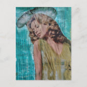 Retro-Dame Mixed-Media-Collage Postkarte (Vorderseite)