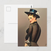 Retro-Dame Postkarte (Vorne/Hinten)