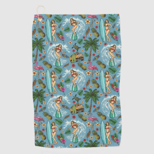 Retro-Dame-Surfmuster Golfhandtuch