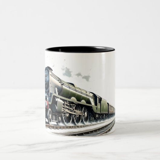 Retro-Dampflokomotive mit Personenbeförderungen Zweifarbige Tasse (Mittel)