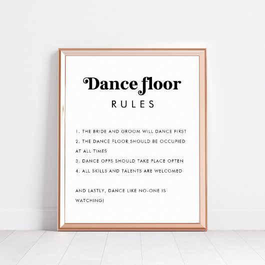 Retro Dance Floor Regeln Minimalistische Hochzeits Poster