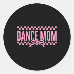 Retro Dance Mama Coquette Bow Checkered Dance Mama Runder Aufkleber