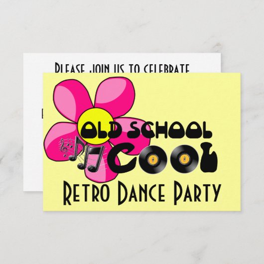 Retro Dance Party - Alte Schule Coole Vinyl Platte Einladung (Vorne/Hinten)