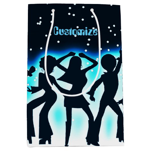 Retro Dance Party Aquamarin Mittlere Geschenktüte (Vorderseite)