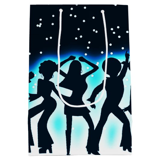 Retro Dance Party Aquamarin Mittlere Geschenktüte (Rückseite)