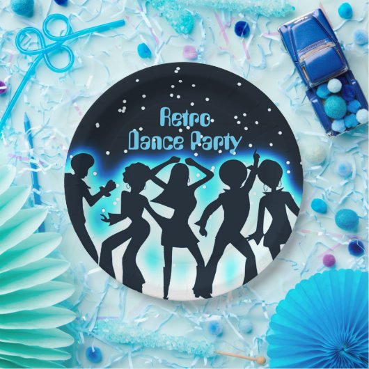 Retro Dance Party Aquamarin Pappteller (Party)