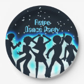 Retro Dance Party Aquamarin Pappteller (Vorderseite)