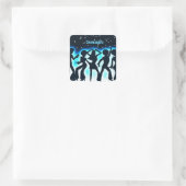 Retro Dance Party Aquamarin Quadratischer Aufkleber (Tasche)