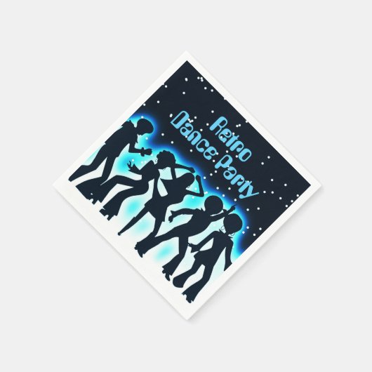 Retro Dance Party Aquamarin Serviette (Ecke)