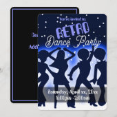 Retro Dance Party Blue Einladung (Vorne/Hinten)
