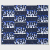 Retro Dance Party Blue Geschenkpapier (Flach)