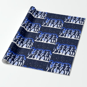 Retro Dance Party Blue Geschenkpapier
