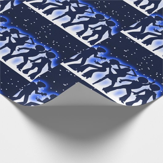 Retro Dance Party Blue Geschenkpapier (Ecke)