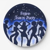 Retro Dance Party Blue Pappteller (Vorderseite)