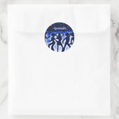 Retro Dance Party Blue Runder Aufkleber (Tasche)