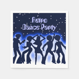 Retro Dance Party Blue Serviette