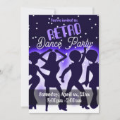 Retro Dance Party Lila Einladung (Vorderseite)