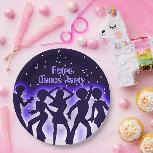 Retro Dance Party Lila Pappteller (Party)