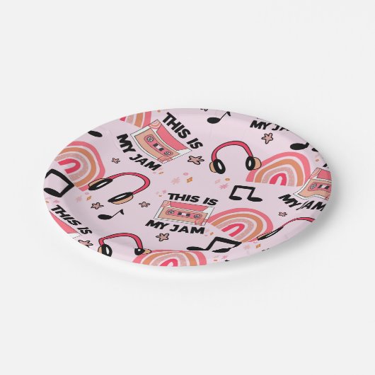 Retro Dance Party Music Pattern Paper Teller (Schrägansicht)