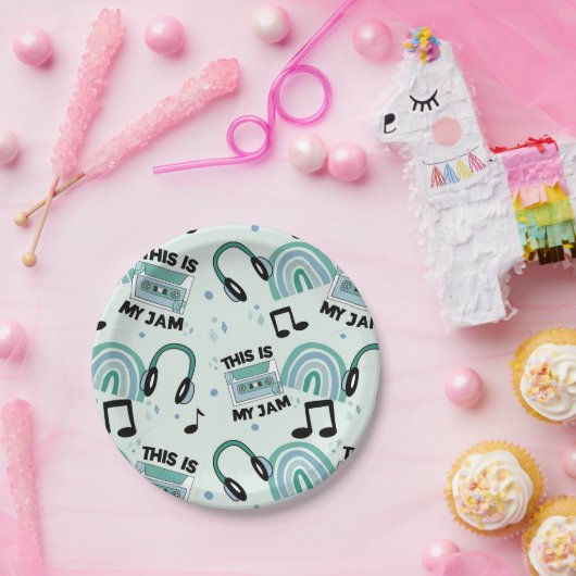 Retro Dance Party Music Pattern Pappteller (Party)