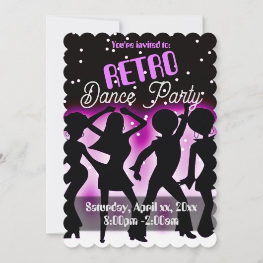 Retro Dance Party Pink Einladung (Vorderseite)