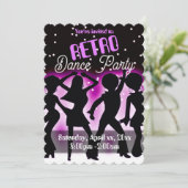 Retro Dance Party Pink Einladung (Stehend Vorderseite)