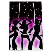 Retro Dance Party Pink Mittlere Geschenktüte (Rückseite)