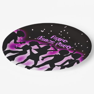 Retro Dance Party Pink Pappteller