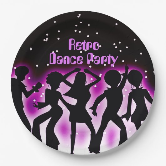 Retro Dance Party Pink Pappteller (Vorderseite)