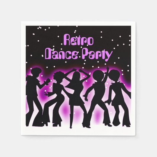 Retro Dance Party Pink Serviette (Vorderseite)
