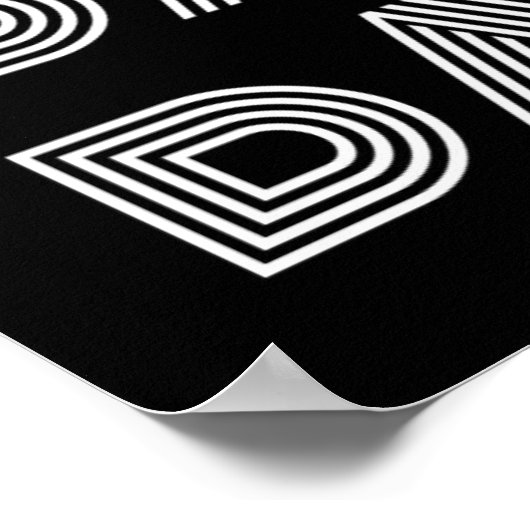 Retro Dance Typografie White Black Poster (Ecke)