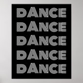 Retro Dance Typografie White Black Poster (Vorne)