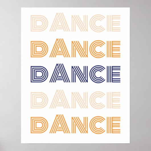 Retro Dance Typografy Blue Orange Poster (Vorne)