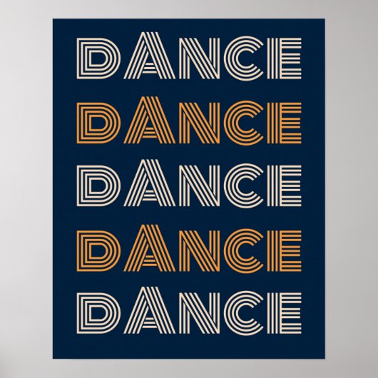 Retro Dance Typografy Blue Orange Poster (Vorne)