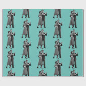 Retro Dancing Couple Wrapping Paper Geschenkpapier (Flach)