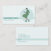 Retro Dancing Green Custom Business Card Visitenkarte (Vorne/Hinten)