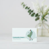 Retro Dancing Green Custom Business Card Visitenkarte (Stehend Vorderseite)