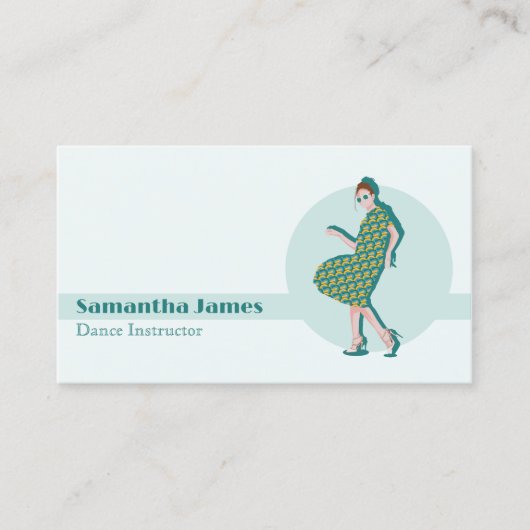 Retro Dancing Green Custom Business Card Visitenkarte (Vorderseite)