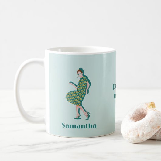 Retro Dancing Queen Green Individuelle Name Kaffee Kaffeetasse (Mit Donut)
