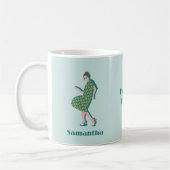 Retro Dancing Queen Green Individuelle Name Kaffee Kaffeetasse (Links)