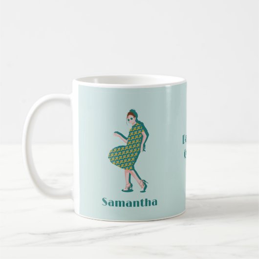 Retro Dancing Queen Green Individuelle Name Kaffee Kaffeetasse (Links)