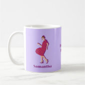 Retro Dancing Queen Lila Individuelle Name Kaffee  Kaffeetasse (Links)