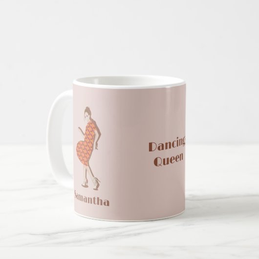 Retro Dancing Queen Orange Individuelle Name Kaffeetasse (Vorderseite Links)