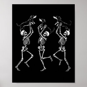 Retro Dancing Skeletts Dackel Niedlich Halloween D Poster