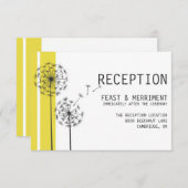 Retro Dandela Gelbe Minimalistische Empfang-Karte Begleitkarte (Vorne/Hinten)