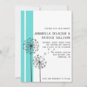 Retro Dandelions Blue Minimalistisch Wedding Einladung (Vorderseite)